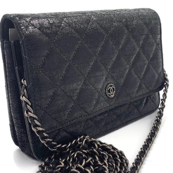Chanel CC Wallet-on-the-chain WOC Metallic Sparkle Coated Tweed Bag Crossbody - Picture 5 of 15